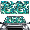 Deep Sea Wave Surfing Pattern Print Car Windshield Sun Shade