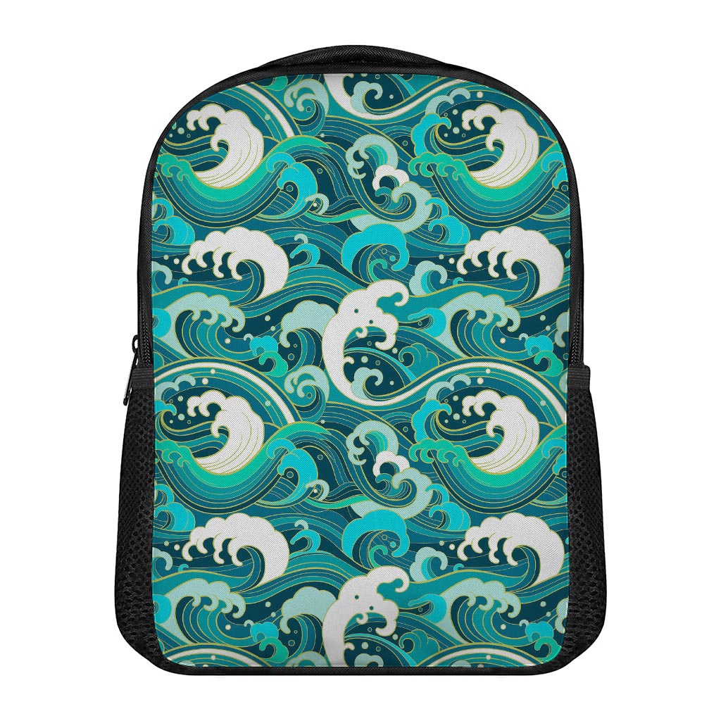 Deep Sea Wave Surfing Pattern Print Casual Backpack