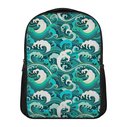 Deep Sea Wave Surfing Pattern Print Casual Backpack