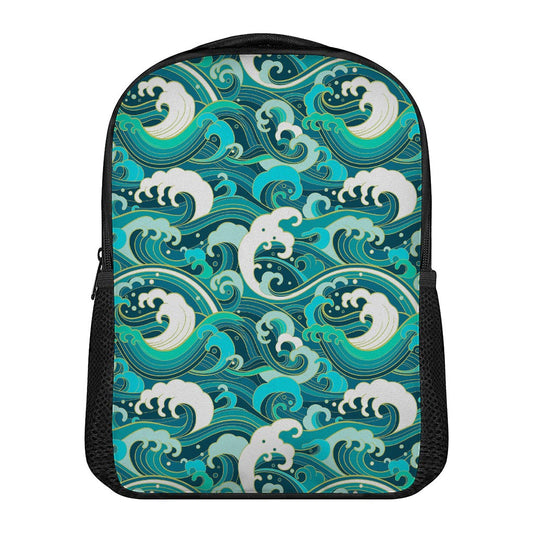 Deep Sea Wave Surfing Pattern Print Casual Backpack