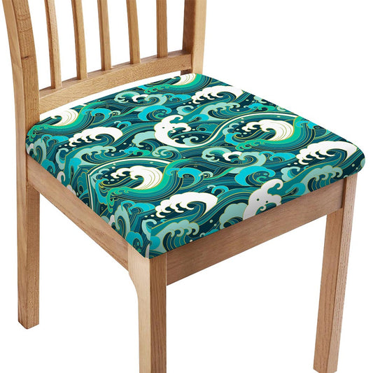 Deep Sea Wave Surfing Pattern Print Chair Cushion Cover