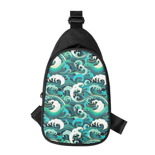 Deep Sea Wave Surfing Pattern Print Chest Bag