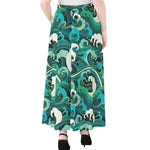 Deep Sea Wave Surfing Pattern Print Chiffon Maxi Skirt