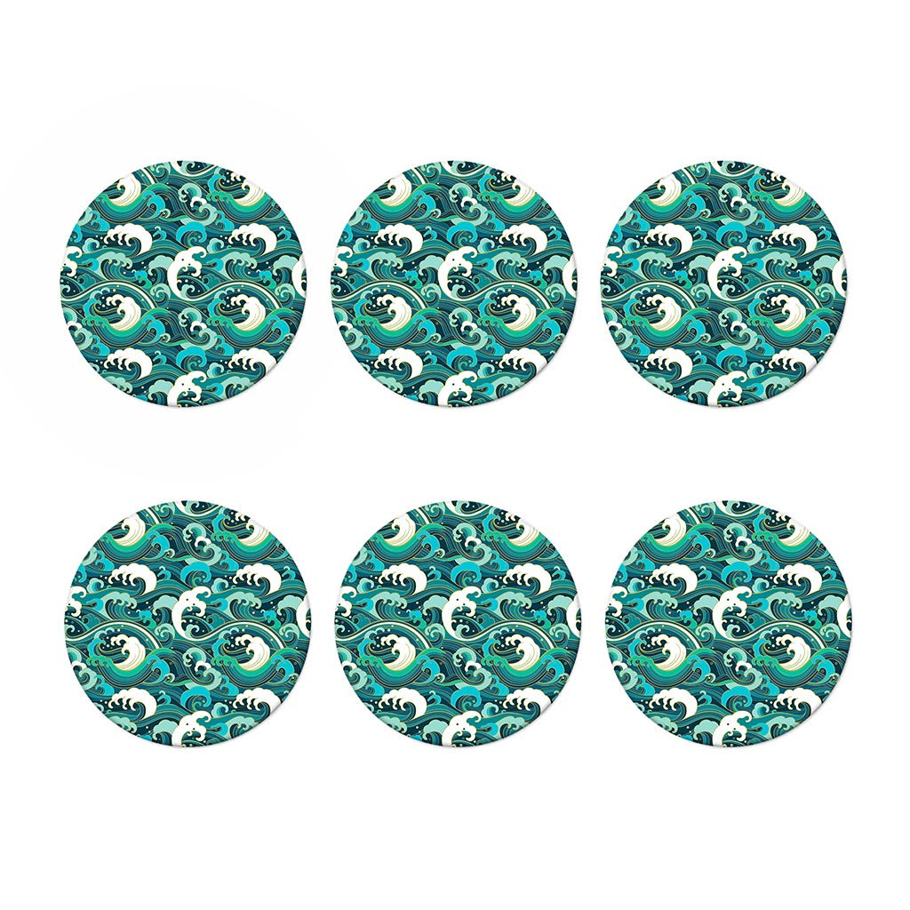 Deep Sea Wave Surfing Pattern Print Coaster Set
