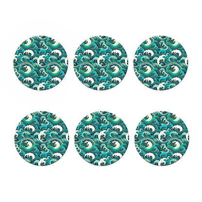 Deep Sea Wave Surfing Pattern Print Coaster Set