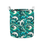 Deep Sea Wave Surfing Pattern Print Collapsible Laundry Basket
