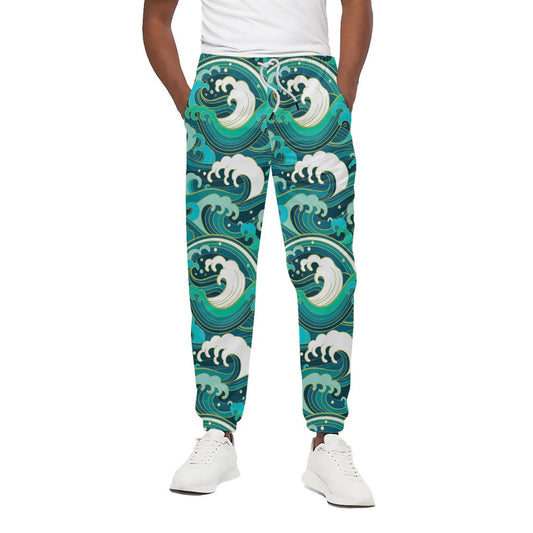 Deep Sea Wave Surfing Pattern Print Cotton Pants