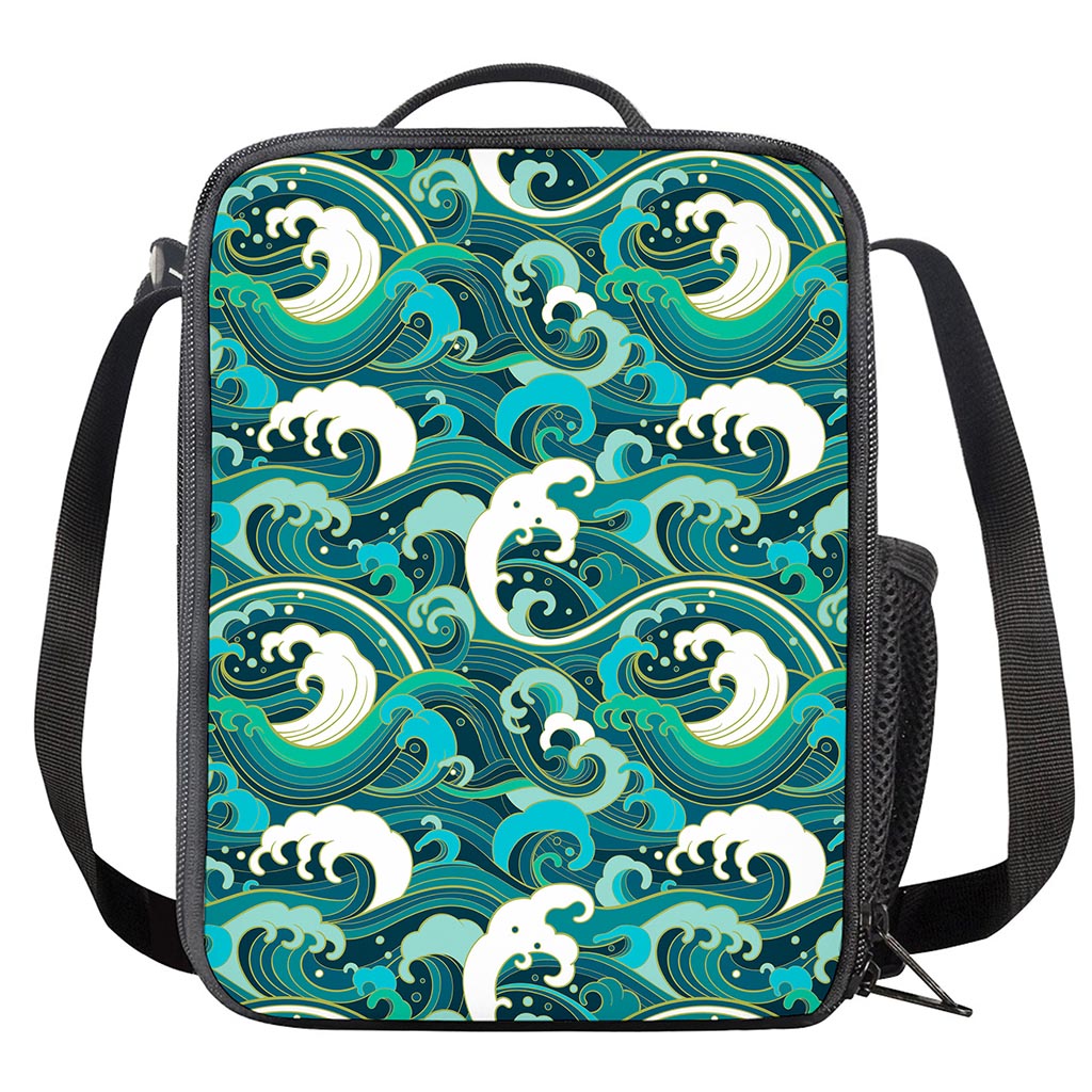 Deep Sea Wave Surfing Pattern Print Crossbody Lunch Bag