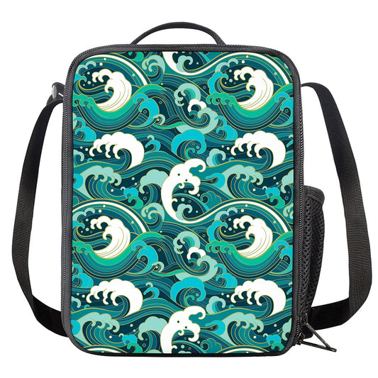 Deep Sea Wave Surfing Pattern Print Crossbody Lunch Bag