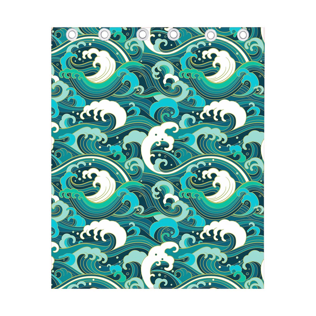 Deep Sea Wave Surfing Pattern Print Curtain