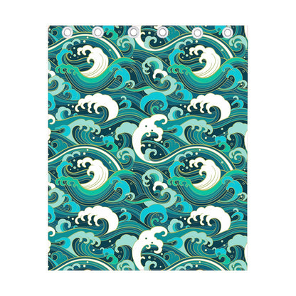 Deep Sea Wave Surfing Pattern Print Curtain