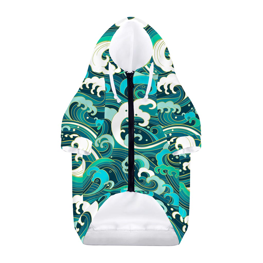 Deep Sea Wave Surfing Pattern Print Dog Zip Up Hoodie