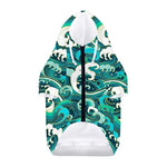 Deep Sea Wave Surfing Pattern Print Dog Zip Up Hoodie
