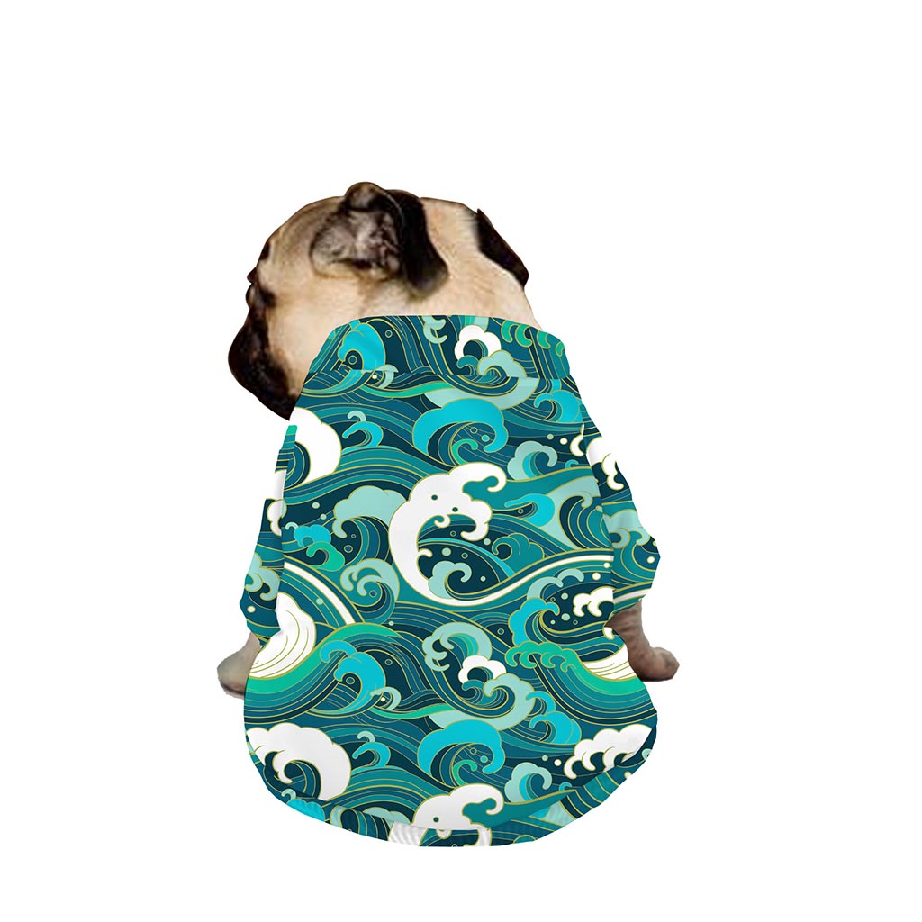 Deep Sea Wave Surfing Pattern Print Dog Zip Up Jacket
