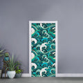 Deep Sea Wave Surfing Pattern Print Door Sticker