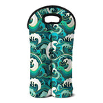 Deep Sea Wave Surfing Pattern Print Double Neoprene Wine Tote