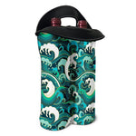 Deep Sea Wave Surfing Pattern Print Double Neoprene Wine Tote