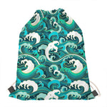 Deep Sea Wave Surfing Pattern Print Drawstring Bag