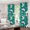 Deep Sea Wave Surfing Pattern Print Extra Wide Grommet Curtains