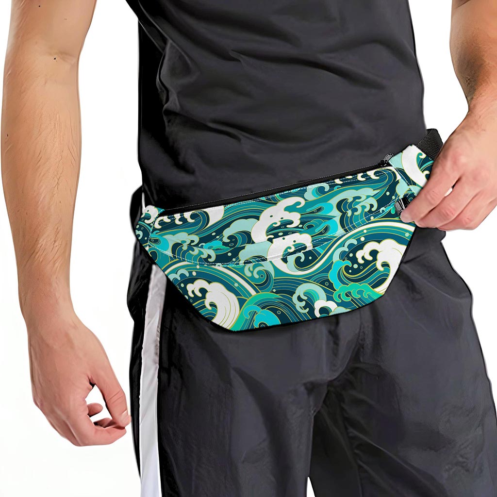 Deep Sea Wave Surfing Pattern Print Fanny Pack
