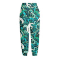Deep Sea Wave Surfing Pattern Print Fleece Lined Knit Pants