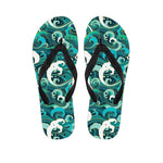 Deep Sea Wave Surfing Pattern Print Flip Flops