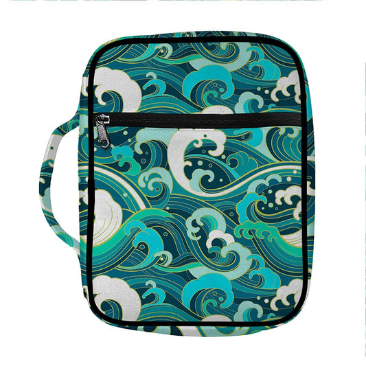 Deep Sea Wave Surfing Pattern Print Front Pocket Bible Bag