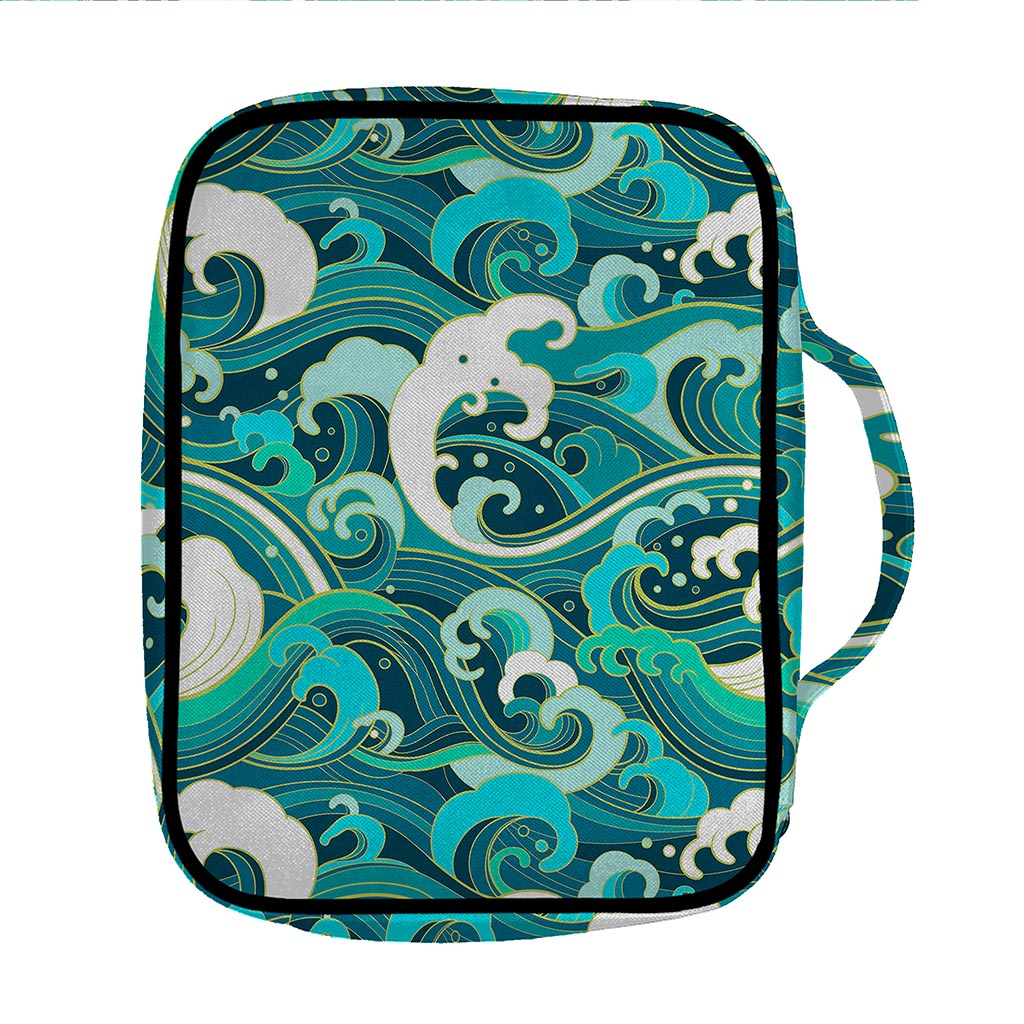 Deep Sea Wave Surfing Pattern Print Front Pocket Bible Bag