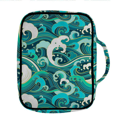 Deep Sea Wave Surfing Pattern Print Front Pocket Bible Bag