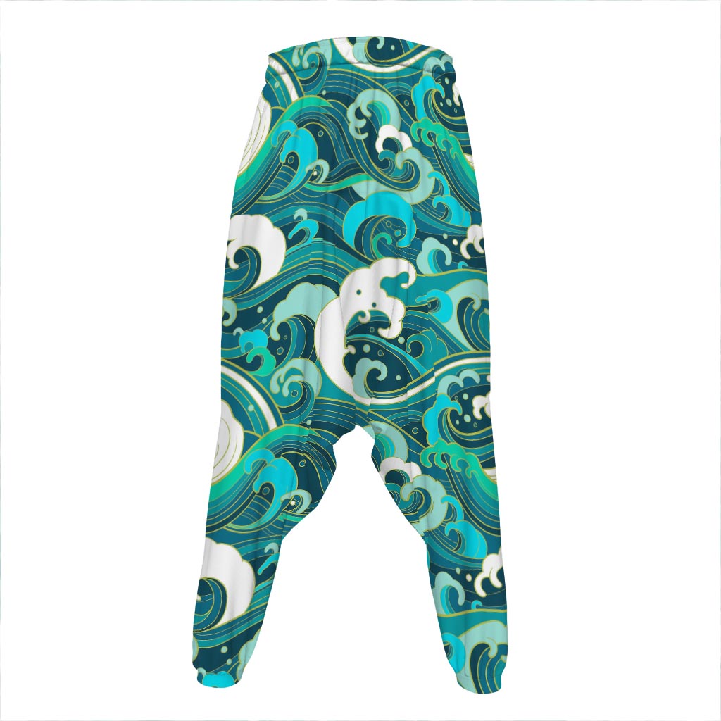 Deep Sea Wave Surfing Pattern Print Hammer Pants