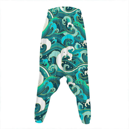 Deep Sea Wave Surfing Pattern Print Hammer Pants