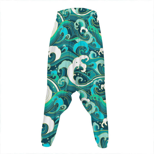 Deep Sea Wave Surfing Pattern Print Hammer Pants