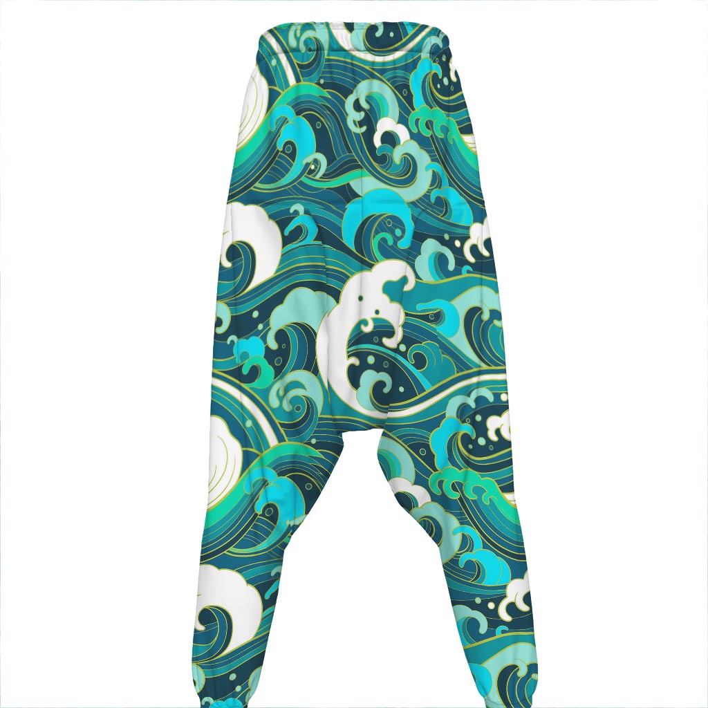 Deep Sea Wave Surfing Pattern Print Hammer Pants