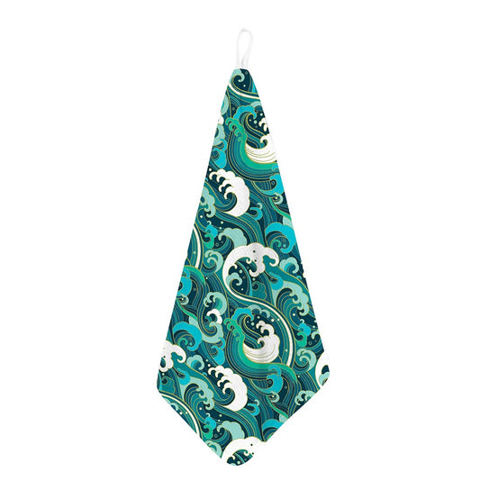 Deep Sea Wave Surfing Pattern Print Hand Towel