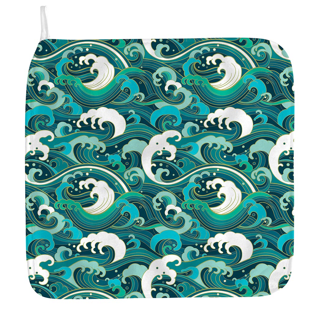 Deep Sea Wave Surfing Pattern Print Hand Towel