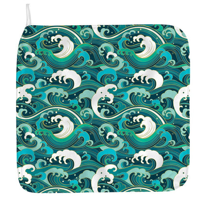 Deep Sea Wave Surfing Pattern Print Hand Towel