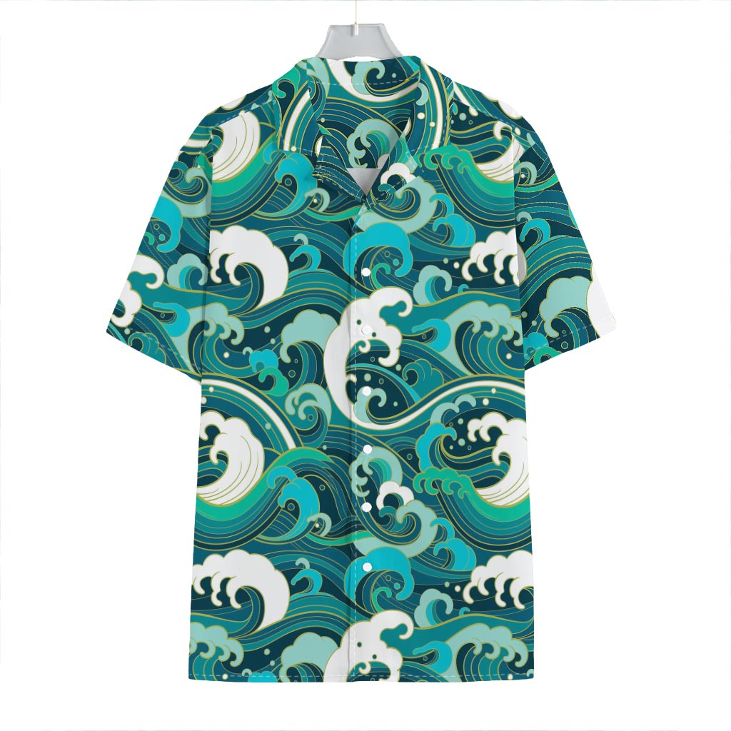 Deep Sea Wave Surfing Pattern Print Hawaiian Shirt