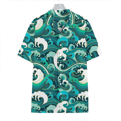 Deep Sea Wave Surfing Pattern Print Hawaiian Shirt