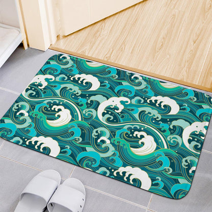 Deep Sea Wave Surfing Pattern Print Indoor Door Mat