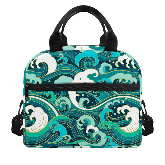Deep Sea Wave Surfing Pattern Print Insulated Lunch Bag