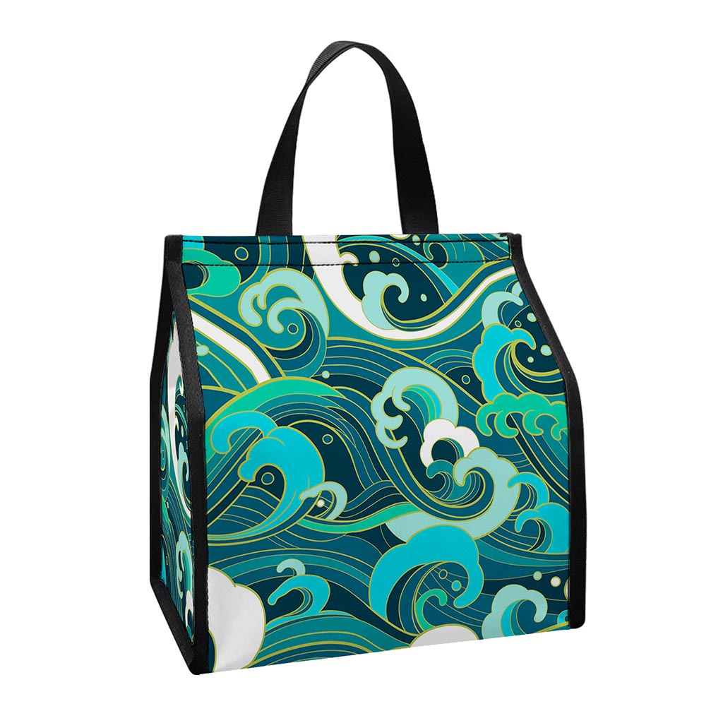 Deep Sea Wave Surfing Pattern Print Insulated Lunch Tote