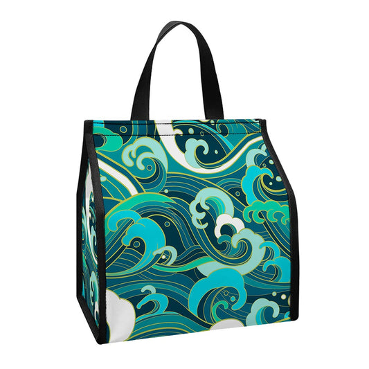 Deep Sea Wave Surfing Pattern Print Insulated Lunch Tote