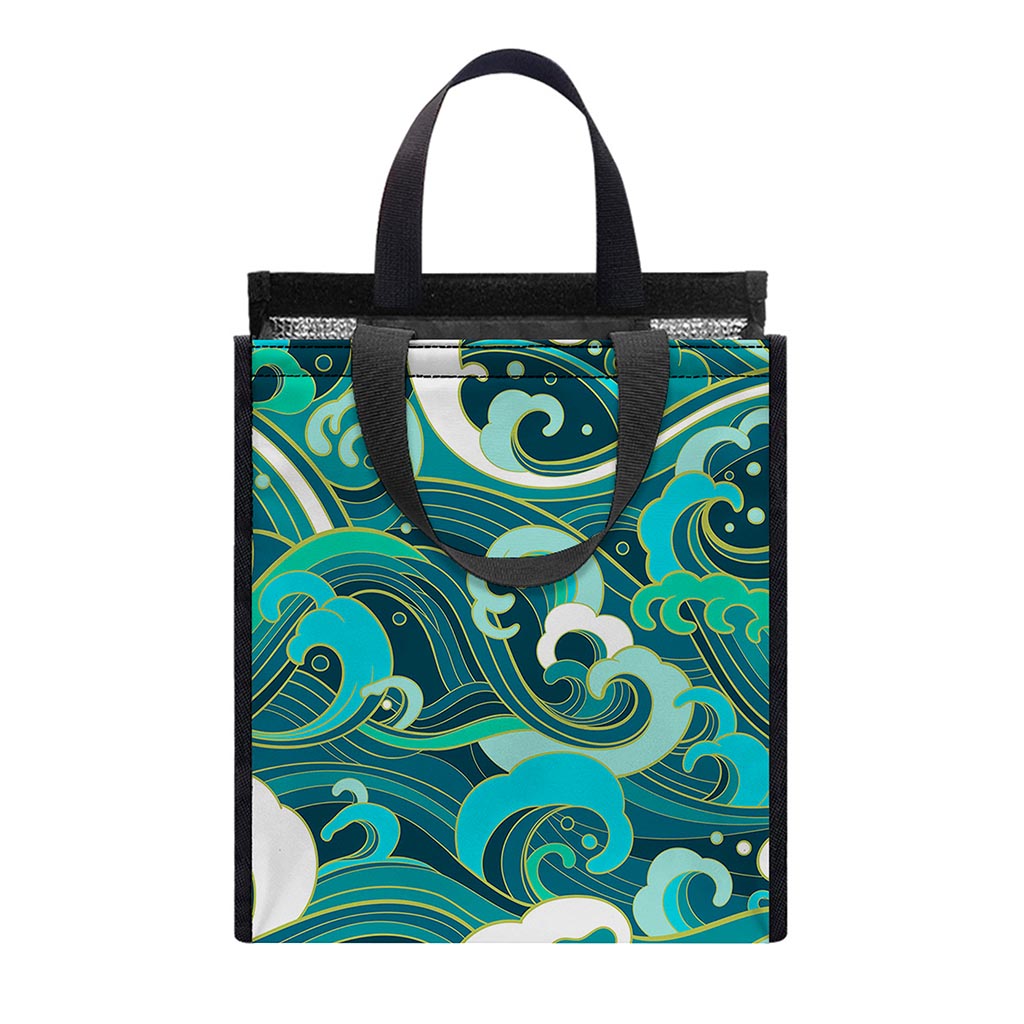 Deep Sea Wave Surfing Pattern Print Insulated Lunch Tote