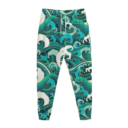 Deep Sea Wave Surfing Pattern Print Jogger Pants