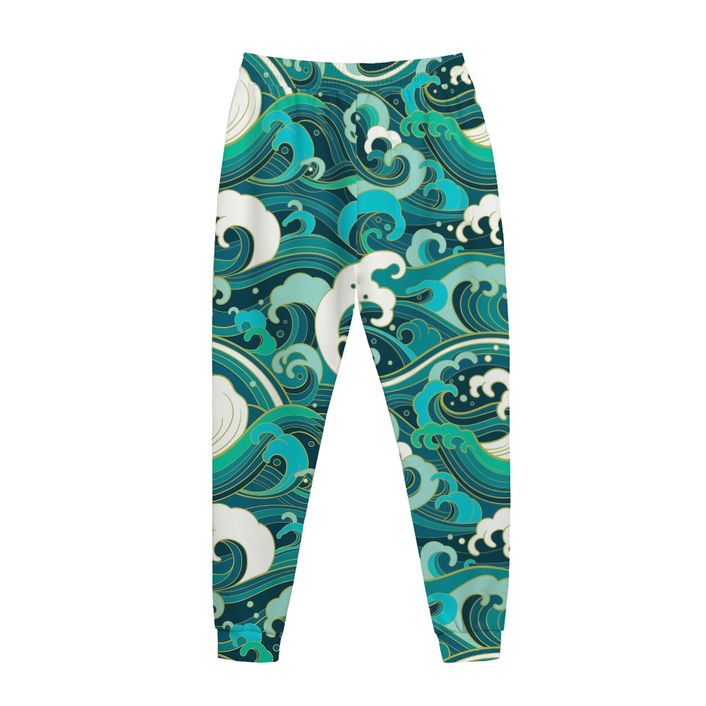 Deep Sea Wave Surfing Pattern Print Jogger Pants