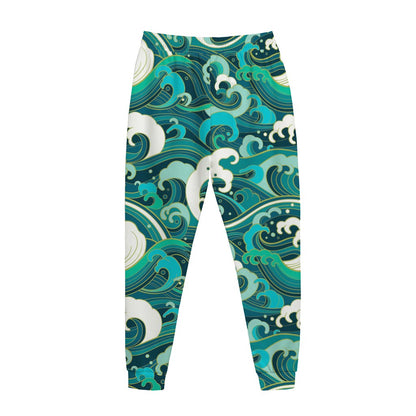 Deep Sea Wave Surfing Pattern Print Jogger Pants