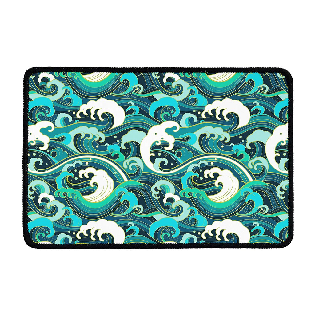 Deep Sea Wave Surfing Pattern Print Kitchen Mat