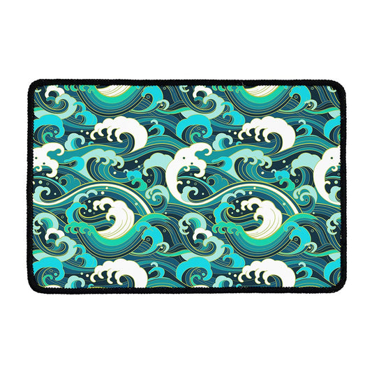 Deep Sea Wave Surfing Pattern Print Kitchen Mat