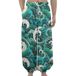 Deep Sea Wave Surfing Pattern Print Lantern Pants