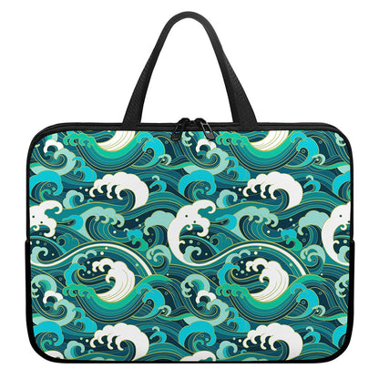 Deep Sea Wave Surfing Pattern Print Laptop Sleeve With Handle